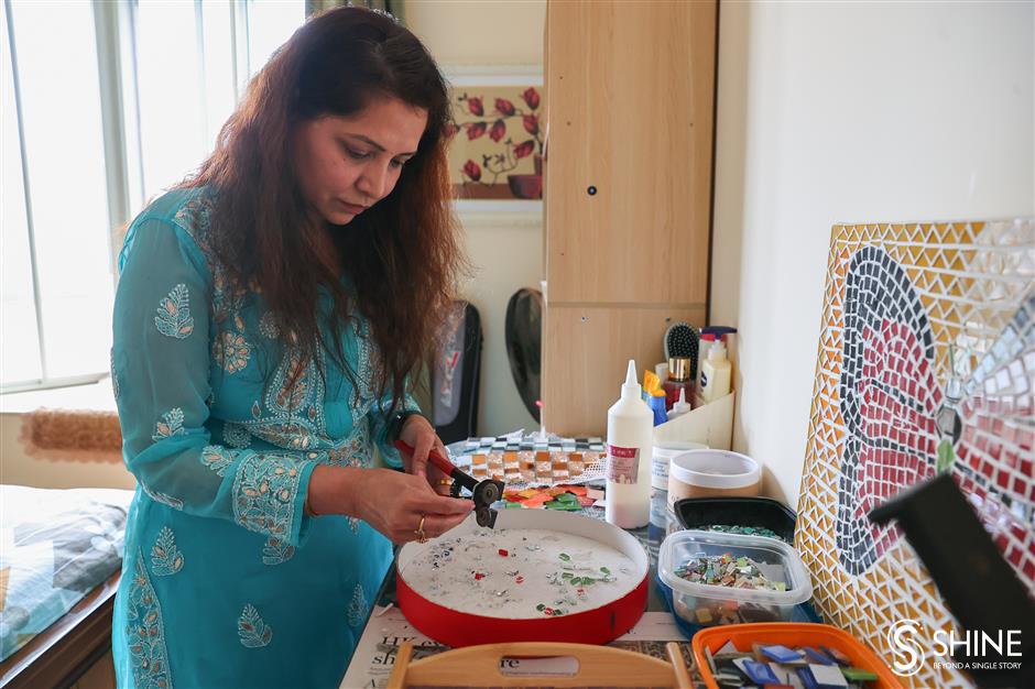 vegetarian food? an indian mosaic artist finds everything she wants in the city