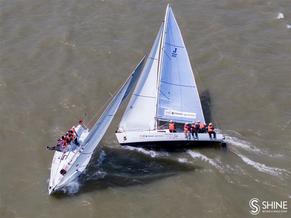 ahoy, shanghai cruise port regatta under full sail