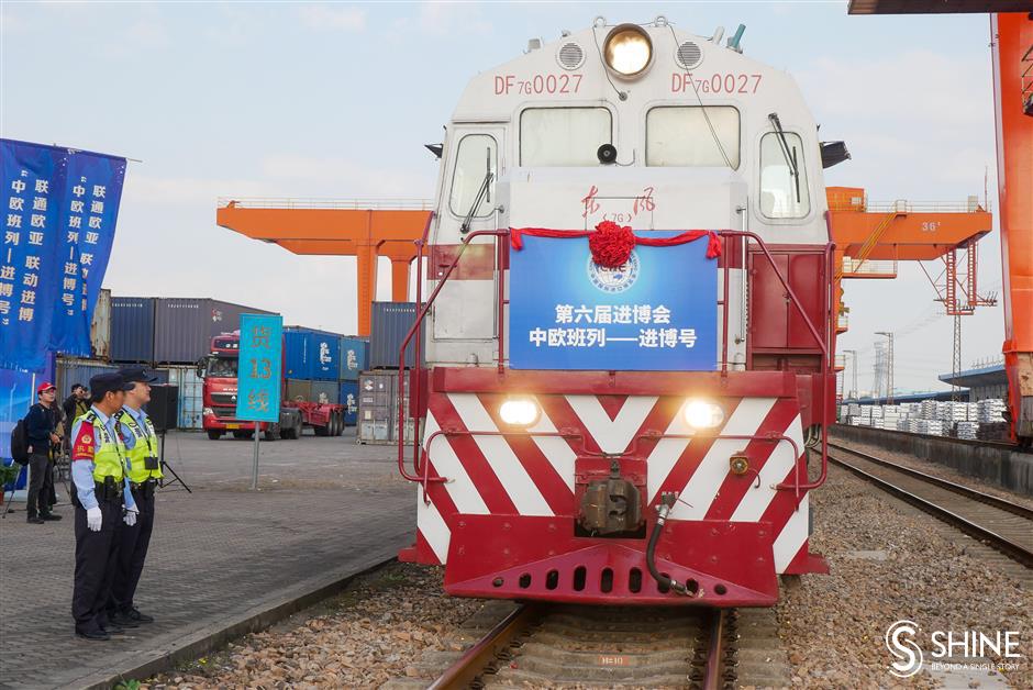 'ciie train' of the china-europe railway express arrives in shanghai